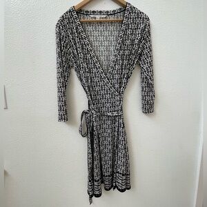 Max Studio, size small,  ls, black and white wrap dress, excellent condition.